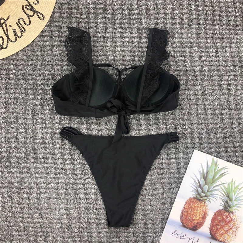 Black Bikini Women Lace Swimwear Push Up Bikinis Set Sexy Bathing Suits Summer Biquini 2020 Women Swimming Suit Beach Bikini S-L Black Bikini Women Lace Swimwear Push Up Bikinis Set Sexy Bathing Suits Summer Biquini 2020 Women Swimming Suit Beach Bikini S-L