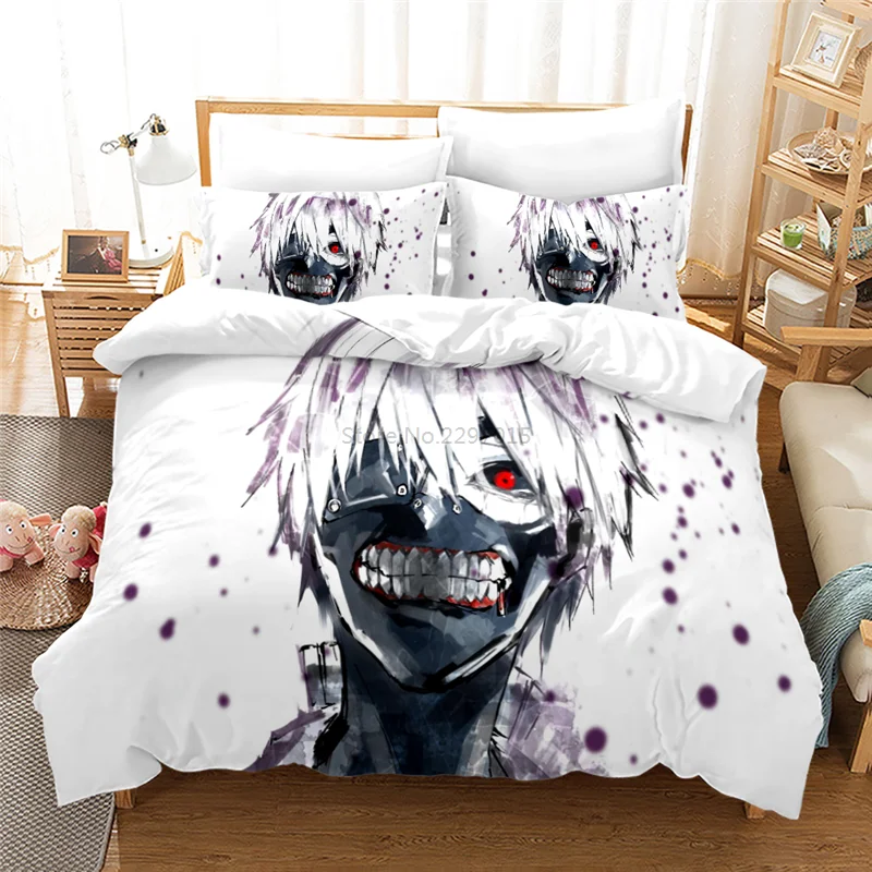 Home Textile Tokyo Ghoul Anime Manga Goth Bedding Set Printed Duvet Cover Set Pillowcase Twin Full Queen King Bedclothes 2/3pcs 6