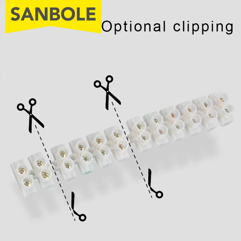 Terminal Blocks 12P Nylon 5/10/20/30A Plastic Bit Wire Connector With Fixed Screws Mounting Wiring X3-1012 wire connectors din rail terminal block