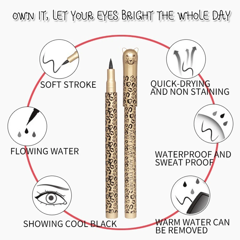 QIC Brand Professional Leopard Waterproof Black Liquid Eyeliner Makeup Eye Liner Pencil Cosmetics Charming Eyes Makeup Tool
