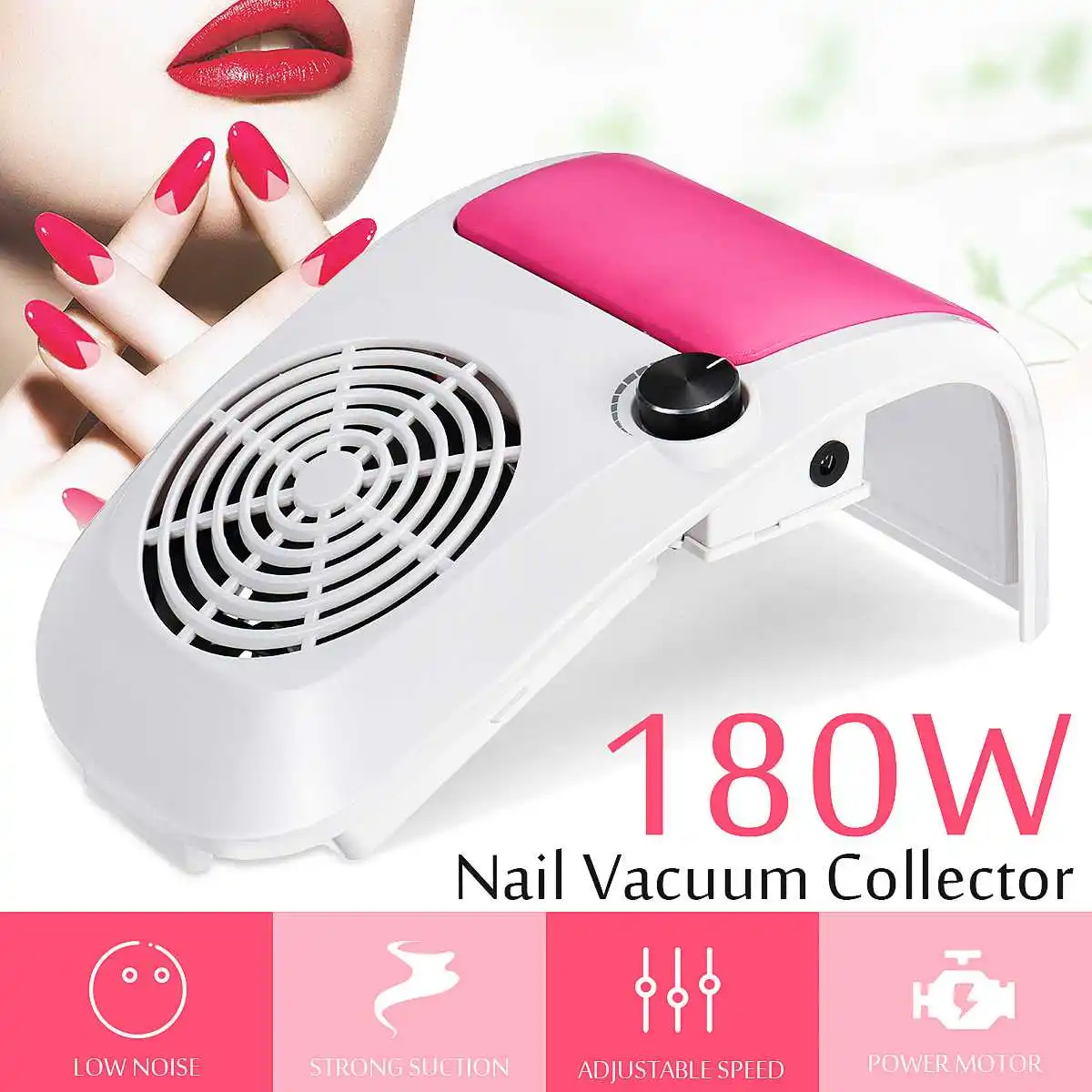

180W Nail Dust Remover Suction Collector Manicure Machine Nails Vacuum Cleaner with 2 Dust Collecting Bags Adujstable Speed