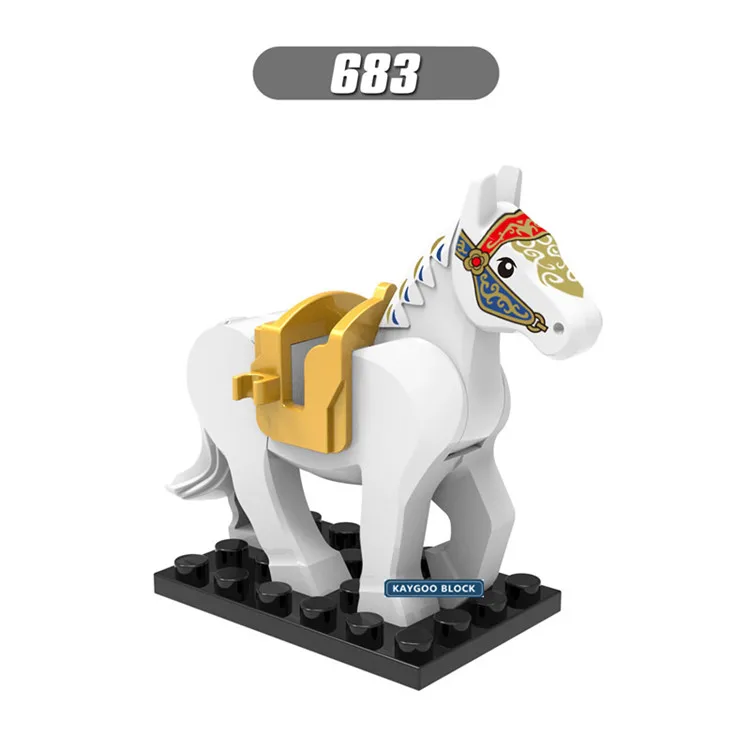 Одиночная X0169 рыцарь лошадь Тигр пантера животные серии строительные блоки Набор Кирпичи Модель игрушки для детей - Цвет: 683