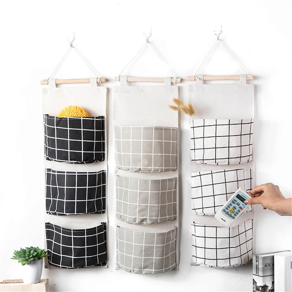 

3 Grid Organizer Storage Box Underwear Containers Bra Socks Toys Stackable Multifunction Boxes For Clothes Shoe Wall Hanging Bag