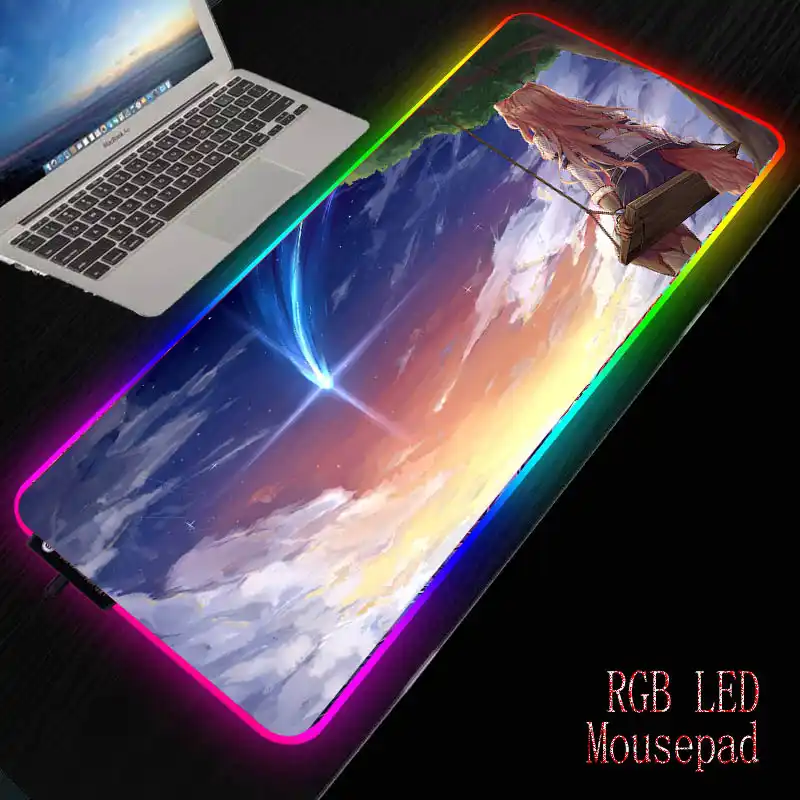 Mrgbestアニメかわいい女の子空を見てゲーミングマウスパッドrgb Xxlマウスパッドゲームアクセサリーledバックライトキーボードデスクパッド Mouse Pads Aliexpress