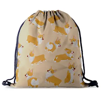 

Portable Women Backpack Print Shopping Bags Drawstring Daypack Travel Shop Bag