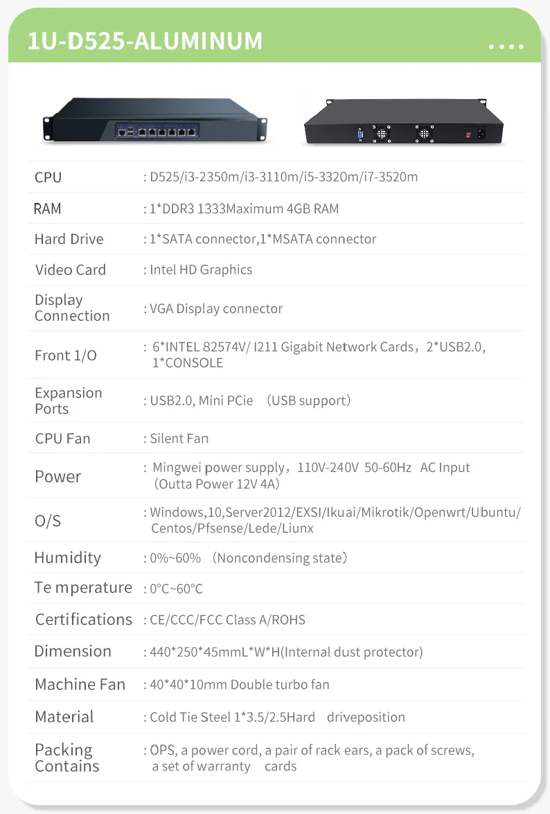 Fanless 6 LAN 1U Mini PC - In-tel 7th Gen I7-7560U Dual Core CPU, Windows 10/Linux, Industrial Computer for Gaming and Office Description Image.This Product Can Be Found With The Tag Names Barebone Mini PC, Computer Office, Mini pc intel