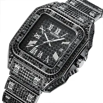 

HIP HOP Men Watch Luxury Brand Diamond Iced Out Watch Men Roman Calendar Male Quartz Wristwatch relogio masculino reloj hombre