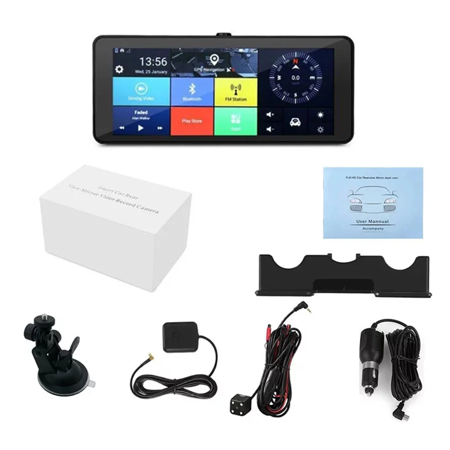 Автомобильный видеорегистратор Anfiite Android с зеркалом заднего вида, 4G, Bluetooth, gps навигация, автомобильная камера, видеорегистратор ADAS, видеорегистратор с sim-картой