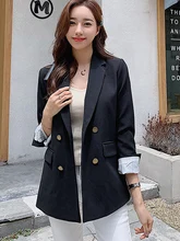 *#Best Price Women's small suit 2019 new autumn double-breasted loose office interview jacket suit female Wild lady black blazer *#Best Price Women's small suit 2019 new autumn double-breasted loose office interview jacket suit female Wild lady black blazer