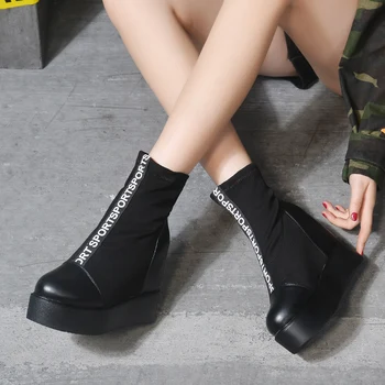 

Thick Bottom Increased Elastic Socks Boots Platform Women High Heel Ankle Boots