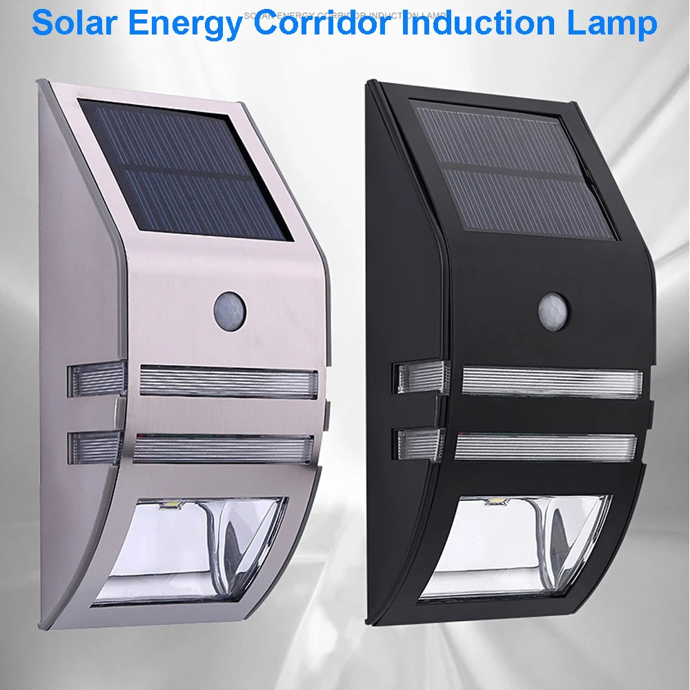 Настенный светильник на солнечной батарее из нержавеющей стали, водонепроницаемый светодиодный светильник на солнечной батарее, датчик человеческого тела, настенный светильник для сада, виллы, дворовых коридоров