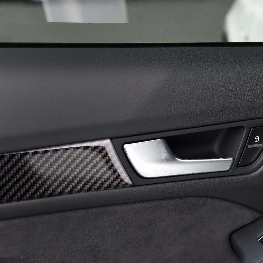 Автомобильная Дверная панель из углеродного волокна, наклейка, накладка, 4 шт. для Audi A4 B8, аксессуары для интерьера, декоративные полосы, наклейки, применимые