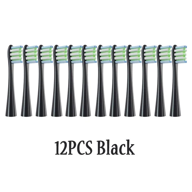 12PCS Replacement Brush Heads for Oclean X/ X PRO/ Z1/ F1/ One/ Air 2 /SE Sonic Electric Toothbrush DuPont Soft Bristle Nozzles 12Black