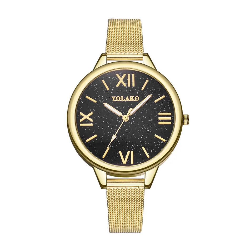 

Yolako Fashion Fine Mesh Belt Watch Cool Popular Stars Quartz Watch Small Student Watch