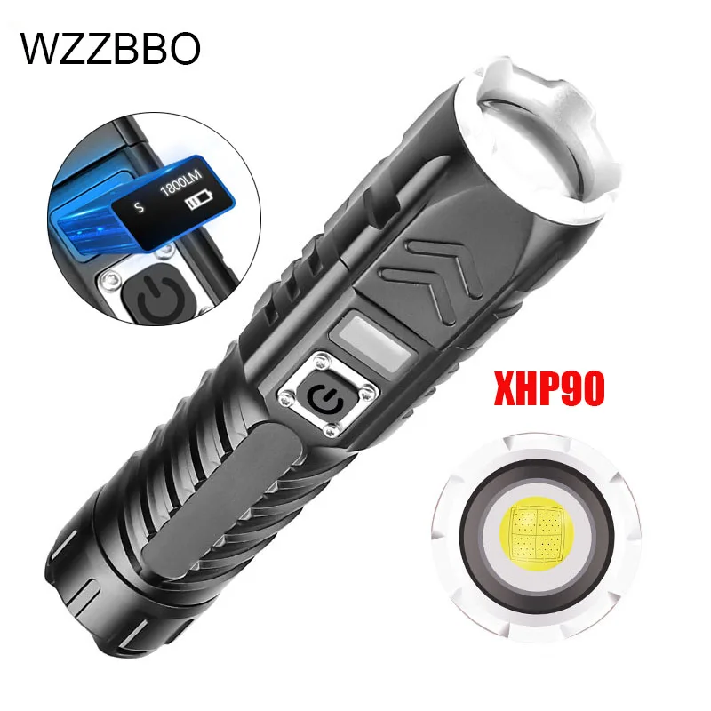 

XHP90 powerful led flashlight rechargeable usb torch 18650 26650 battery portable hunting Camping lantern tactical flashlight