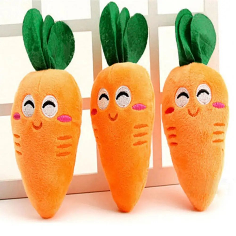 Small Animals Products Squeeze Soft Puppy Pet Supplies Cute Carrot Playing Chewing Plush Squeaker Sound Squeaky Dog Toys | Дом и сад