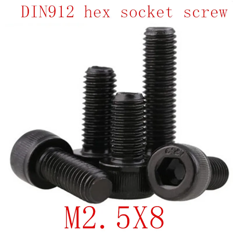 

50PCS DIN912 Grade 12.9 allen socket head screw M2.5*8 m2.5x8 Hexagon Socket Head Cap Screws Hex Socket Screw