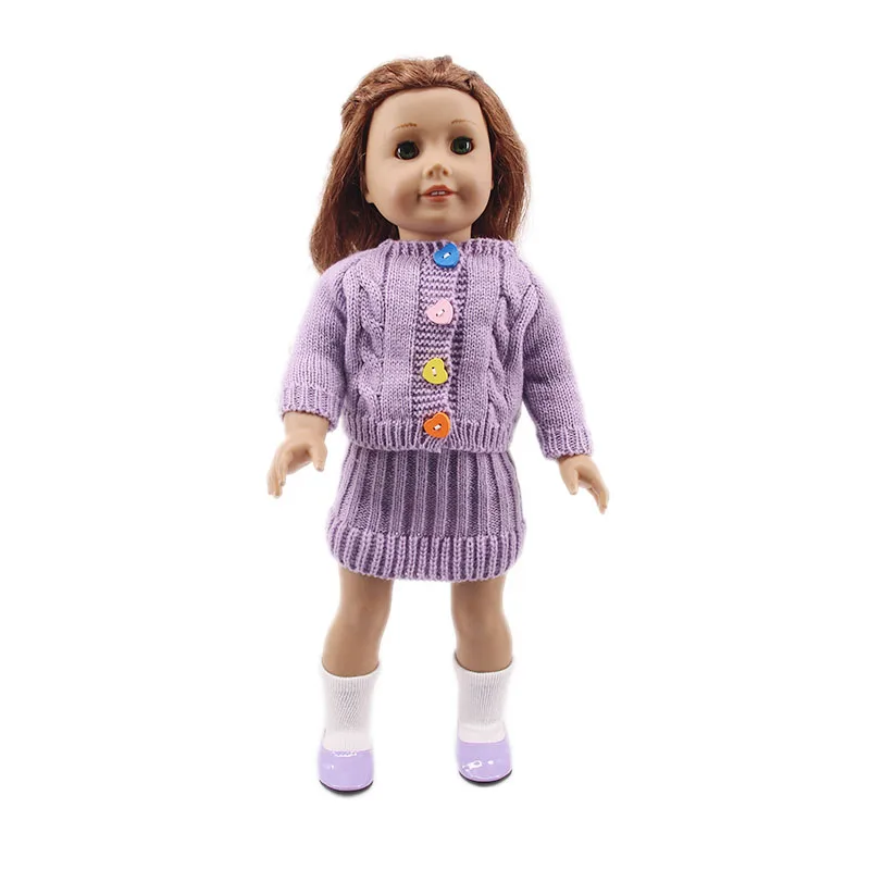 Кукольная одежда свитер с цветными пуговицами и водолазка с капюшоном для 18 дюймов, американский и 43 см, рождественский подарок для девочки