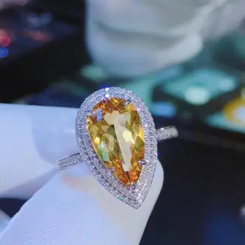

H527 Aquamarine Ring Fine Jewelry Pure 18 K Gold Natural Yellow Aquamarine Gemstones 3.11ct Fine Rings