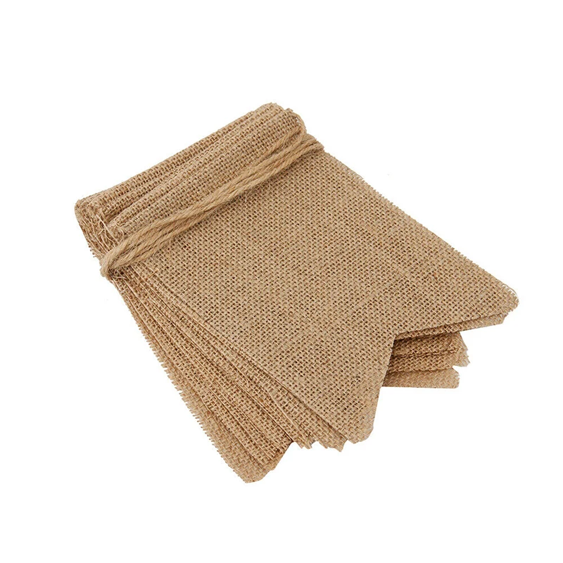 15xRustic джутовый Hessian Мешковина линия овсянка флаг потертый шик Свадебный декор-Баннер Висячие ласточкин хвост флаги День Рождения Декор