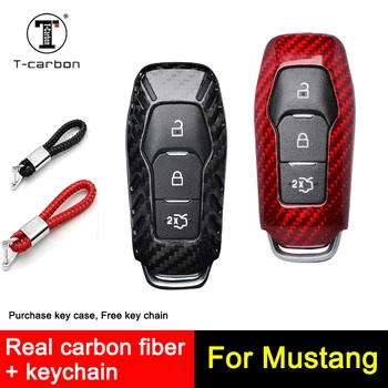 

Car-styling Carbon Fiber Car Accessories For Ford Mustang Key Smart Remote Case Cover 3 4 Button 2016 2017 2018 2019 2020