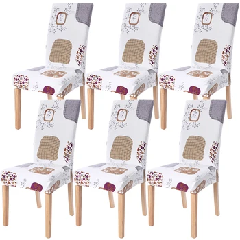 

Spandex Stretch Dining Room Chair Covers with Printed Pattern Banquet Chair Seat Protector Slipcover for Home Party Ceremony
