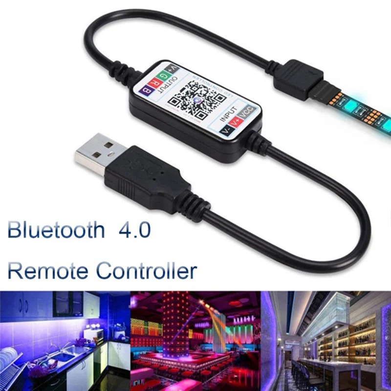 Set de 4 Tiras LED 5V USB interconectadas para coche RGB conexion bluetooth  smarty