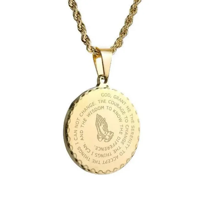 

Europe And America Christianity Believers Token Pray Accessories Scriptures Hands round Plate Blessed Virgin Mary Maria Necklace