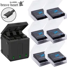 Высокое качество полностью декодированный аккумулятор hero 5+ 3 порта TYPE-C зарядное устройство для GoPro Go pro hero 5 6 7 8 hero 7 hero 8 black аксессуары для камеры