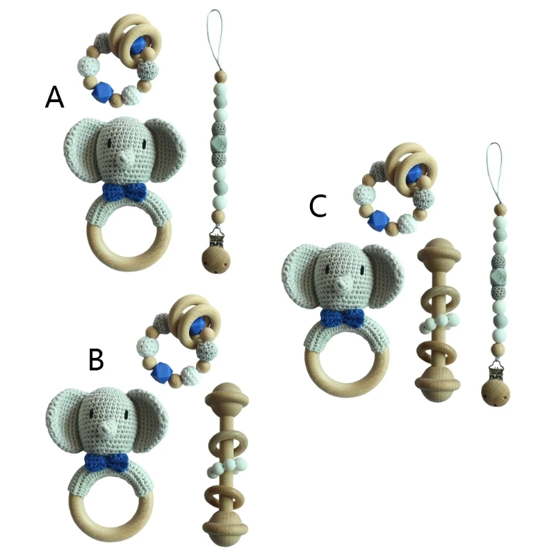 

Baby Pacifier Clip Teething Bracelet Crochet Soother Infants Rattle Teether Toy Newborn Dummy Chain Holder