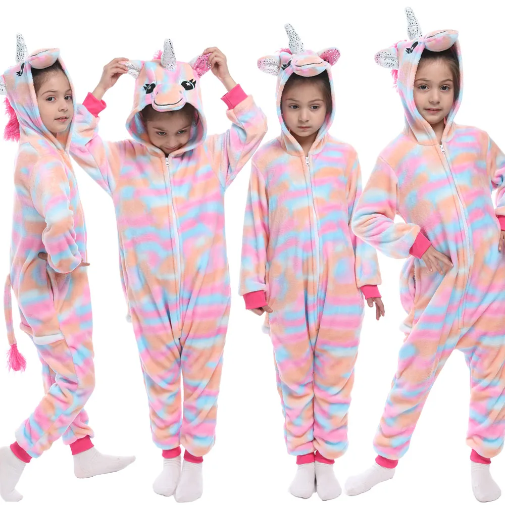 baby girl nightgowns Kigurumi Suit for Children Winter Overalls Warm Kids Pajamas For Girl's Pjs Baby Boy Nightwear Anime Unicorn Pijama Toddler Home best nightgowns Sleepwear & Robes