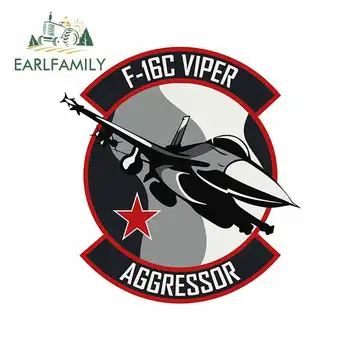 

EARLFAMILY 13cm x 12.2cm For F-16 Viper Aggressor Motorcycle Car Stickers Surfboard Fine Decal Bumper Decoration Car Styling