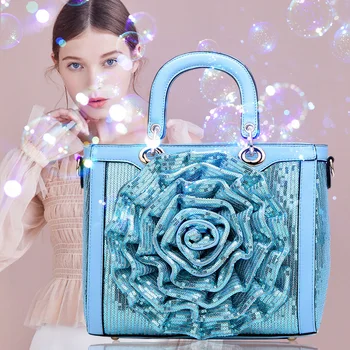 

Women New Fashion Sequined Large Flowers Elegant Tote Bag Handbags Shoulder Bag Crossbody Bag Party Club Stage Evening bags