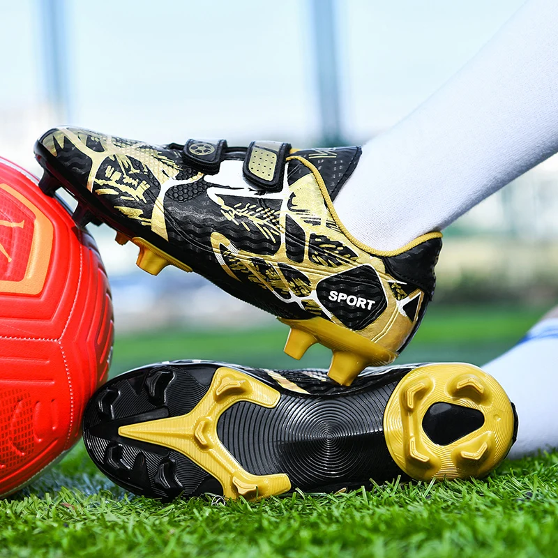 Kid's Soccer Shoes Trendy Printed Boys Football Cleats Sneakers Hook & Loop Children Training Futsal Shoe Outdoor