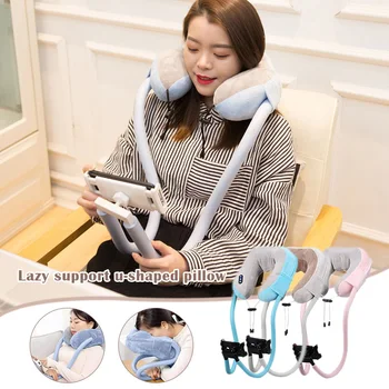 

Newly 2-in-1 U-Shaped Pillow with Gooseneck Phone Holder Multifunction Pillow and Cell Phone Mount TE889