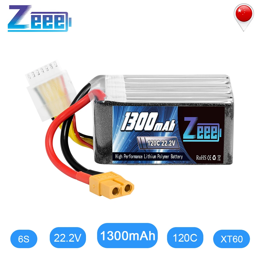 Zeee 22,2 V 120C 1300mAh 6S Lipo батарея с разъемом XT60 RC Графен батарея для FPV гоночный Дрон Квадрокоптер RC автомобиль Лодка Самолет