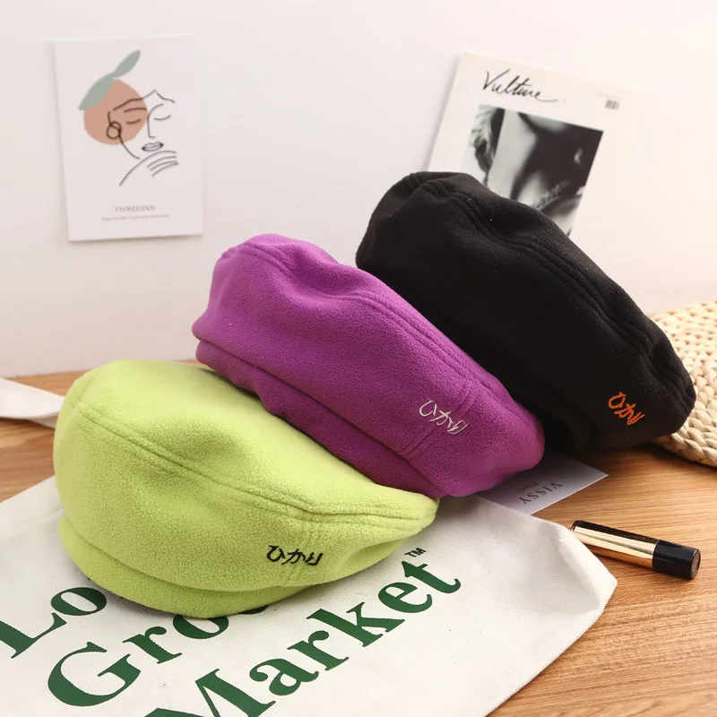 

Boinas Para Mujer Hat Women's Grain Velvet Japanese Wild Beret Summer Black Octagonal Hat Casquette Homme Czapka Zimowa Fashion