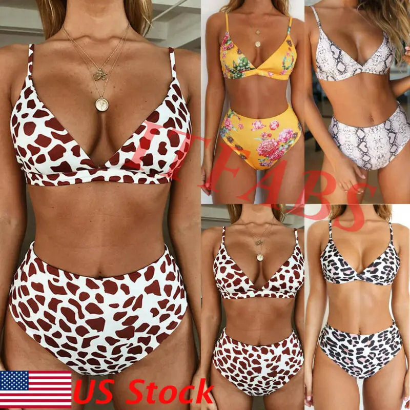 

Sexy Women Leopard Bikini Set Push Up Padded Bra High Waist Swimsuit Bathing Suit Swimwear Swimming Suit