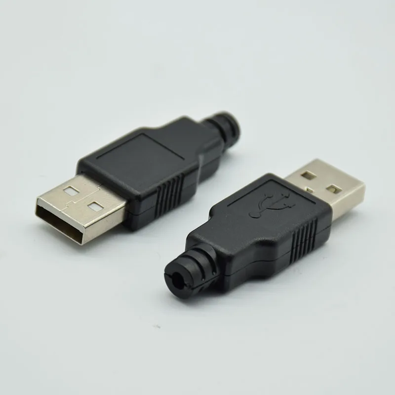 10pcs Type A Male USB 4 Pin Plug Socket Connector With Black Plastic Cover