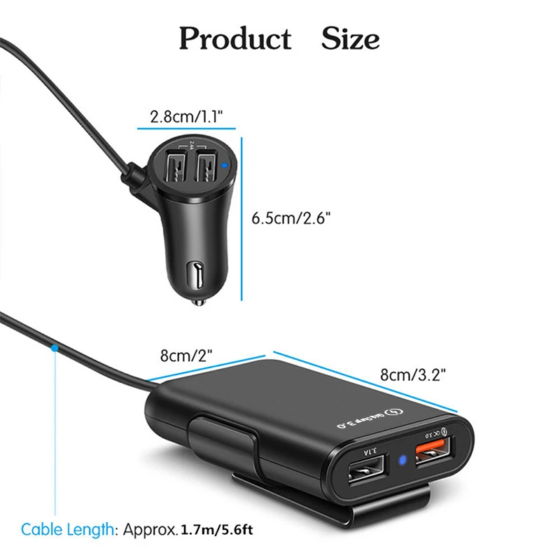 Автомобильное зарядное устройство XEDAIN Quick Charge 4 порта 3,0 USB для iPhone Xiaomi huawei QC4.0 QC3.0 QC Auto type C быстрое автомобильное зарядное устройство для мобильного телефона