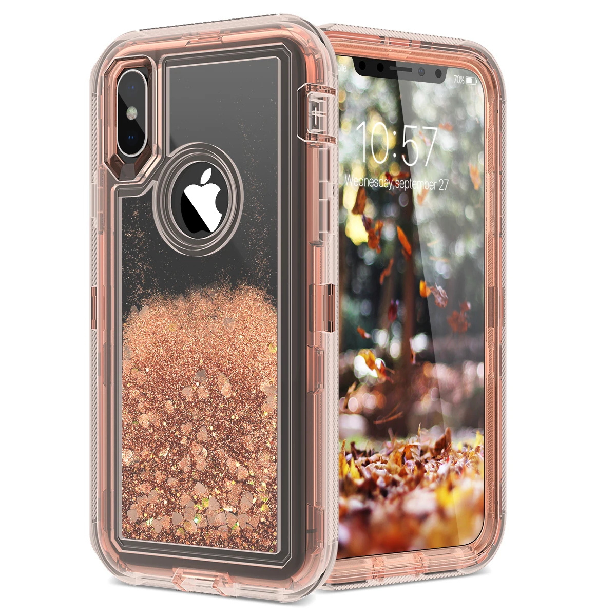 Чехол с сияющими блестками для iphone 11 pro Max X Xs Max 7 8 6 6s Plus чехол для iphone XR чехлы чехол ТПУ Блестки Bling жидкая жесткая защита - Цвет: Rose gold