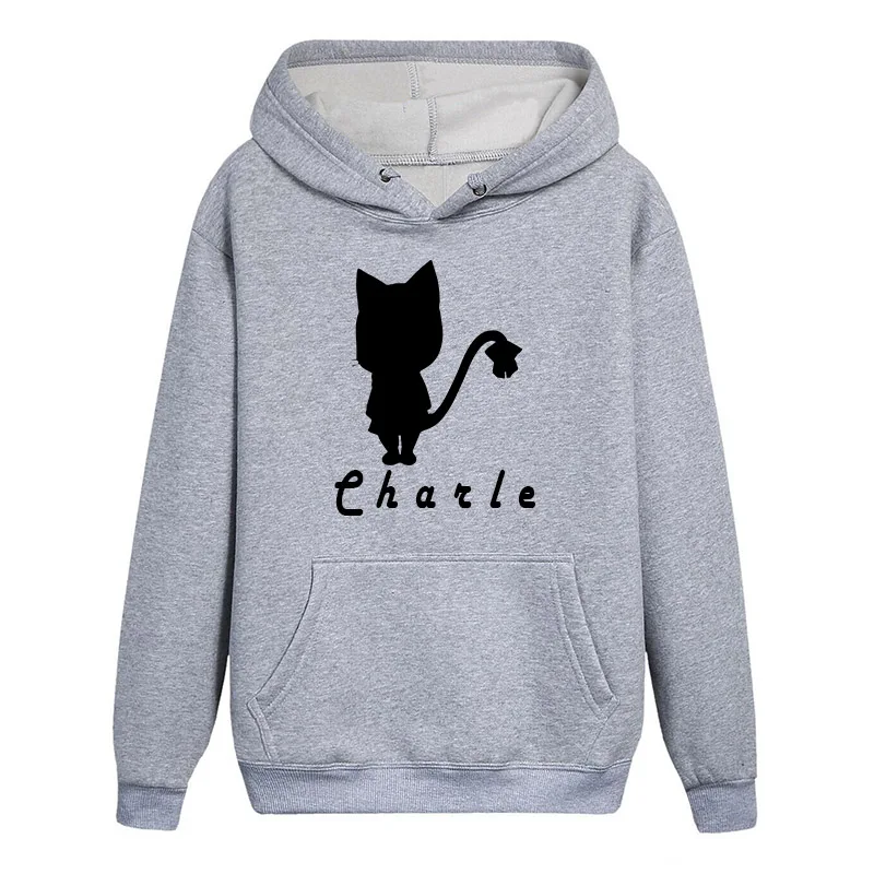 Горячая мультфильм Феи хвост Charle логотип с длинными рукавами фосфоресцирующие худи популярные милые разные цвета пуловеры с капюшоном топы