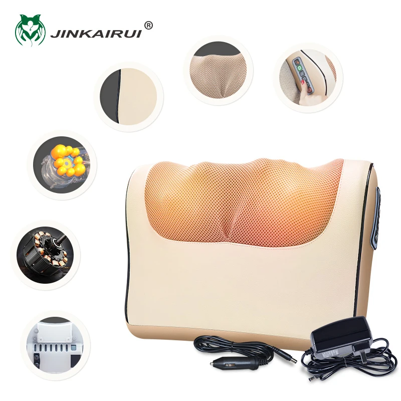 Jinkairui Infrared Heating Neck Shoulder Back Body Electric Massage Pillow Shiatsu Device Cervical Health 2021 NEW High Quality