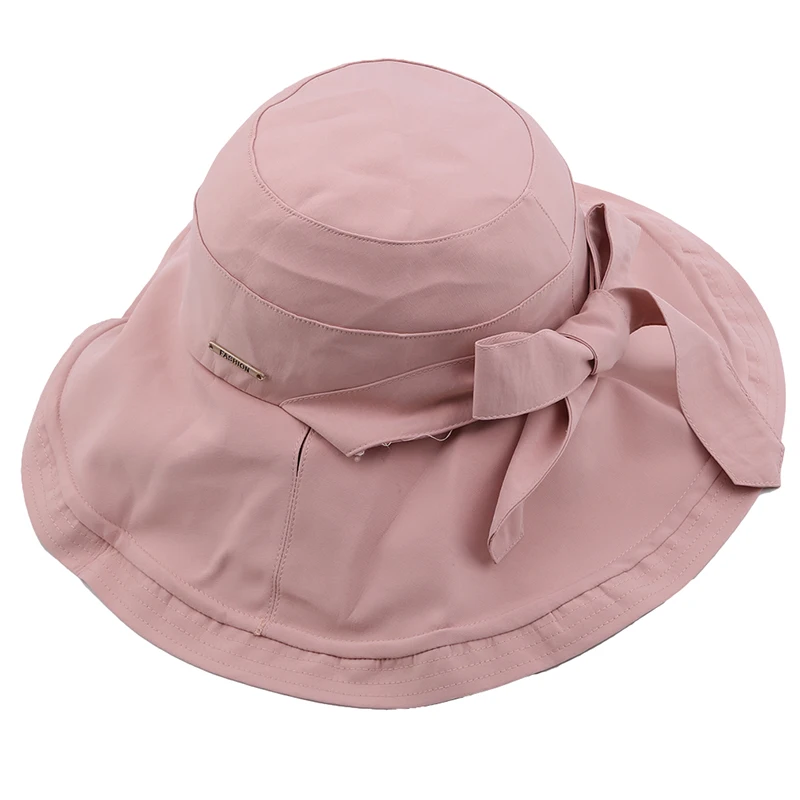 light pink Летние Женские однотонные шляпы кепки s Новое Стильное кольцо Рыбацкая шляпа шапочка для бассейна складной солнцезащитный крем супер большой козырек - Цвет: light pink
