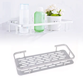 

1 Tier Wall Mounted Bathroom Shelf Shower Rack Shampoo Soap Holder Hanger