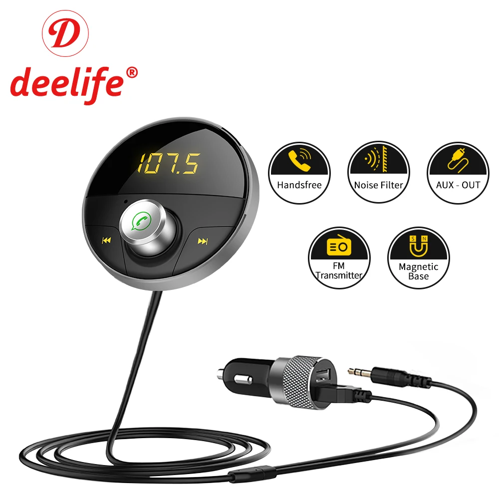 Preise Deelife Bluetooth AUX Car Kit Empfänger Auto Hände Freies Adapter für Autos mit 3,5mm Jack Freisprechanlage Wireless FM sender