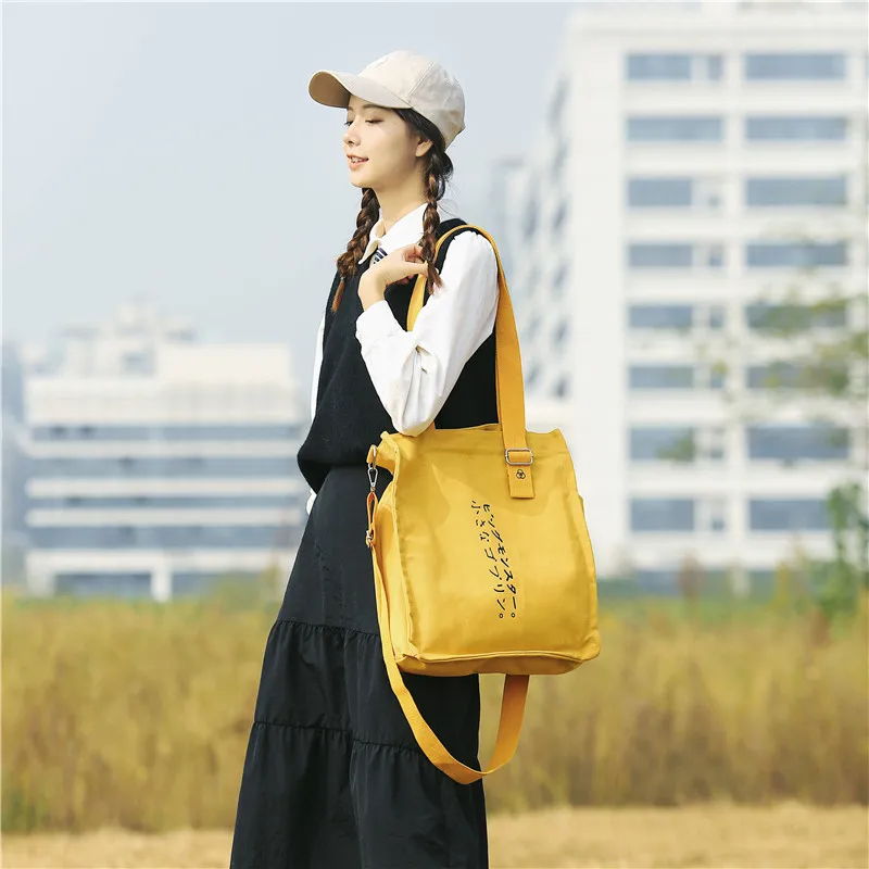 

Canvas Bag Women's South Korea Students Shoulder Bag Women's Large Bag Ulzzang Japanese-style Canvas Bag INS Tundish Shoulder Ba