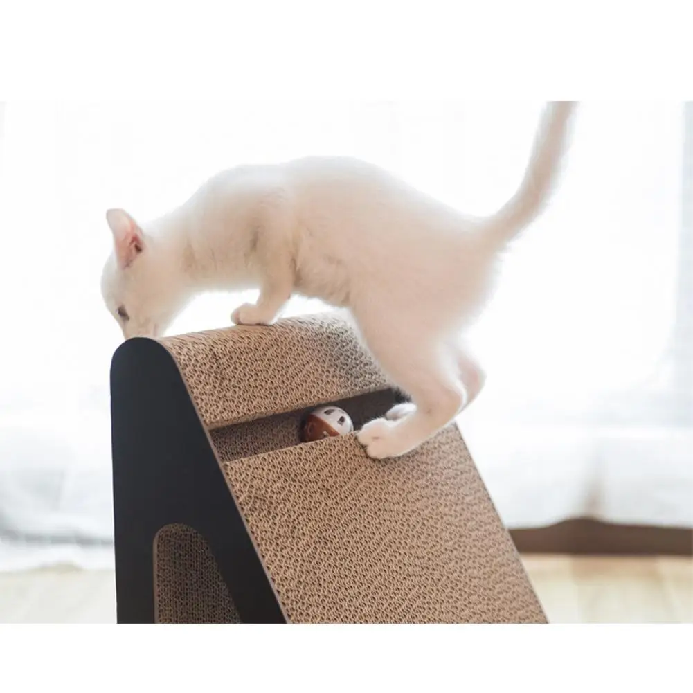 Corrugated Paper Cats Scratch Board Standing Triangular Scratching Claws Grinding Cat Teaser Protecting Furniture Toy | Дом и сад