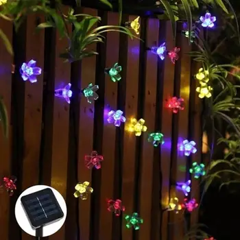 

Fairy Light Sakura Lights Solar Festival Outdoor Landscape Lamp Yard Solar Light Fairy String Light 50LED Xmas Decor Garden