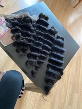 Suelta la onda profunda mechones con cierre 8-28 pulgadas Frontal con mechones brasileño 100% Remy cabello humano 3/4 mechones con cierre
